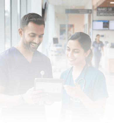 Healthcare professionals reviewing a patient profile